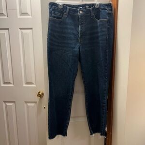 Old Navy,size 16 Indigo,medium wash,crop ankle,raw hem.